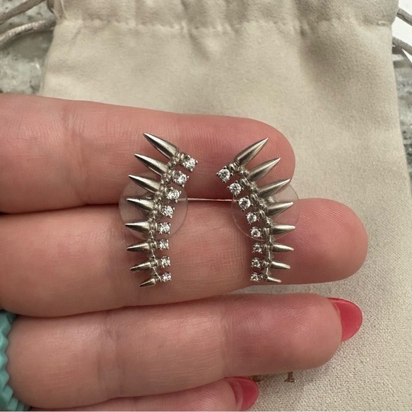 Kendra Scott Silver Spike Ear Climbers Earrings - Picture 2 of 3